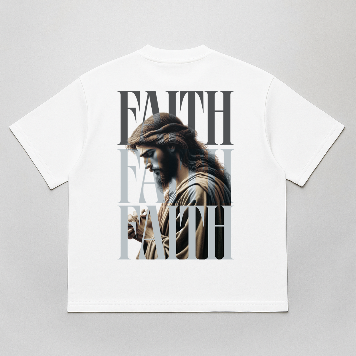 Camiseta Oversized Back Faith branca